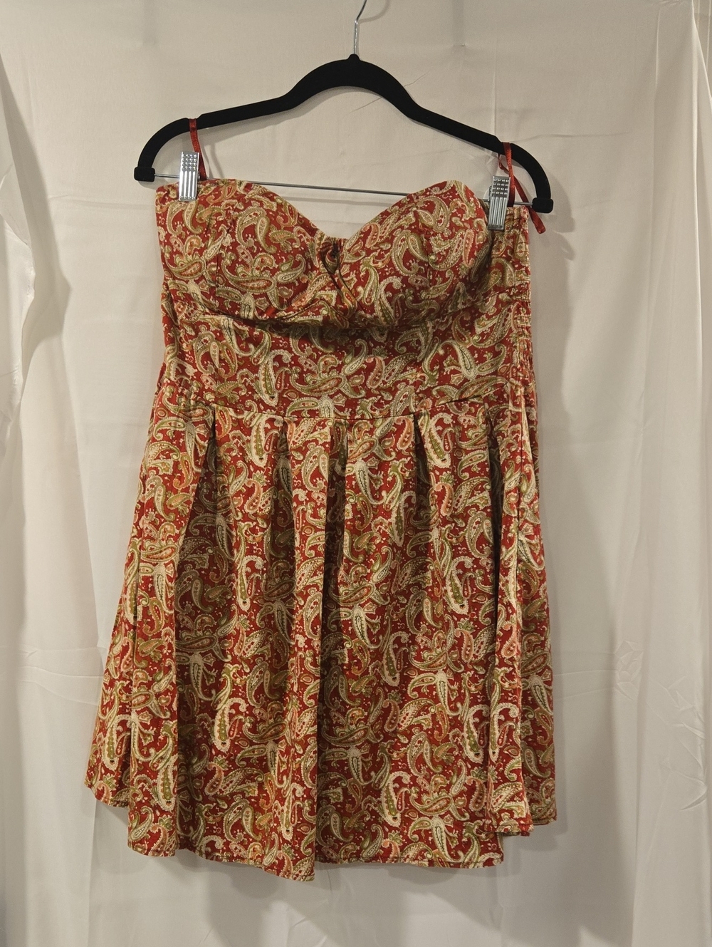 rue21 Red Paisley Strapless Sweetheart Mini Dress XL